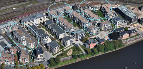 Freytag & v.d. Linde Neubau Wohnquartier Alter Stadthafen Luftaufnahme Legende Oldenburg